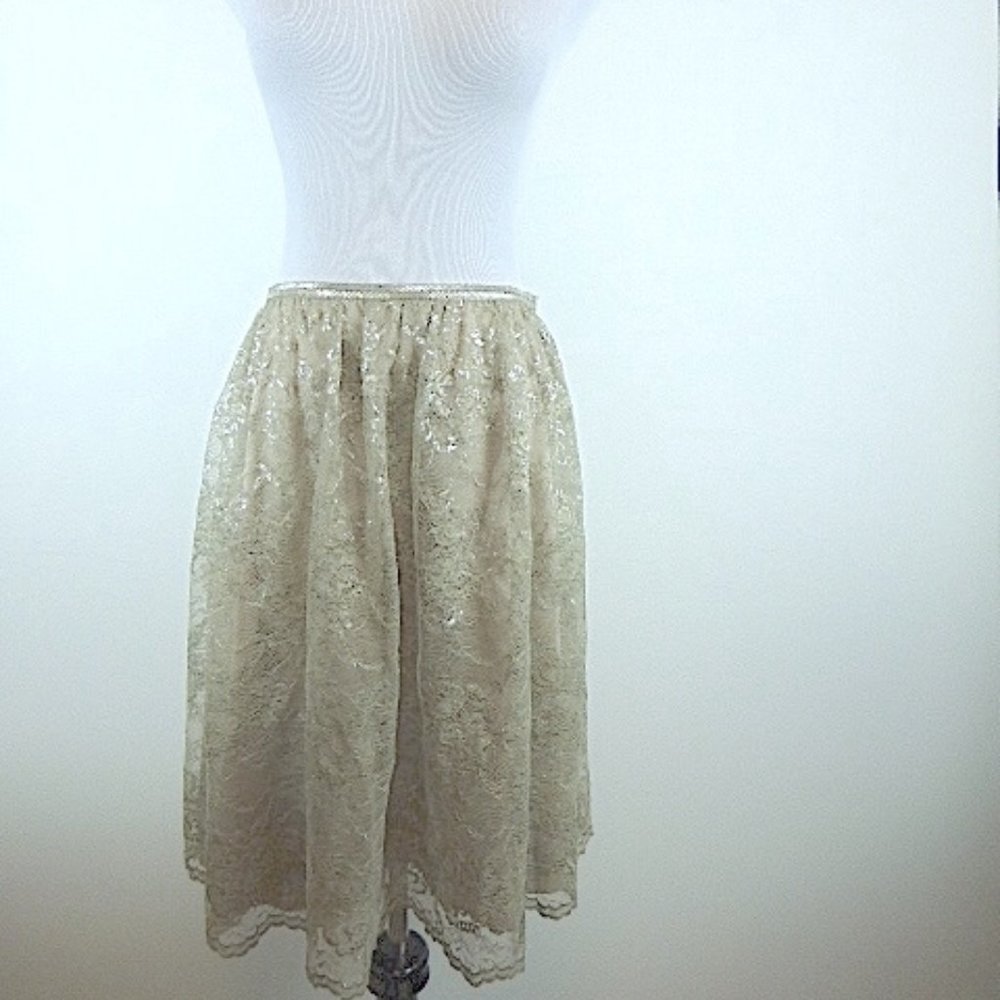 3.1 PHILIP Lim gold LACE beaded midi full evening SKIRT 4 party wedding